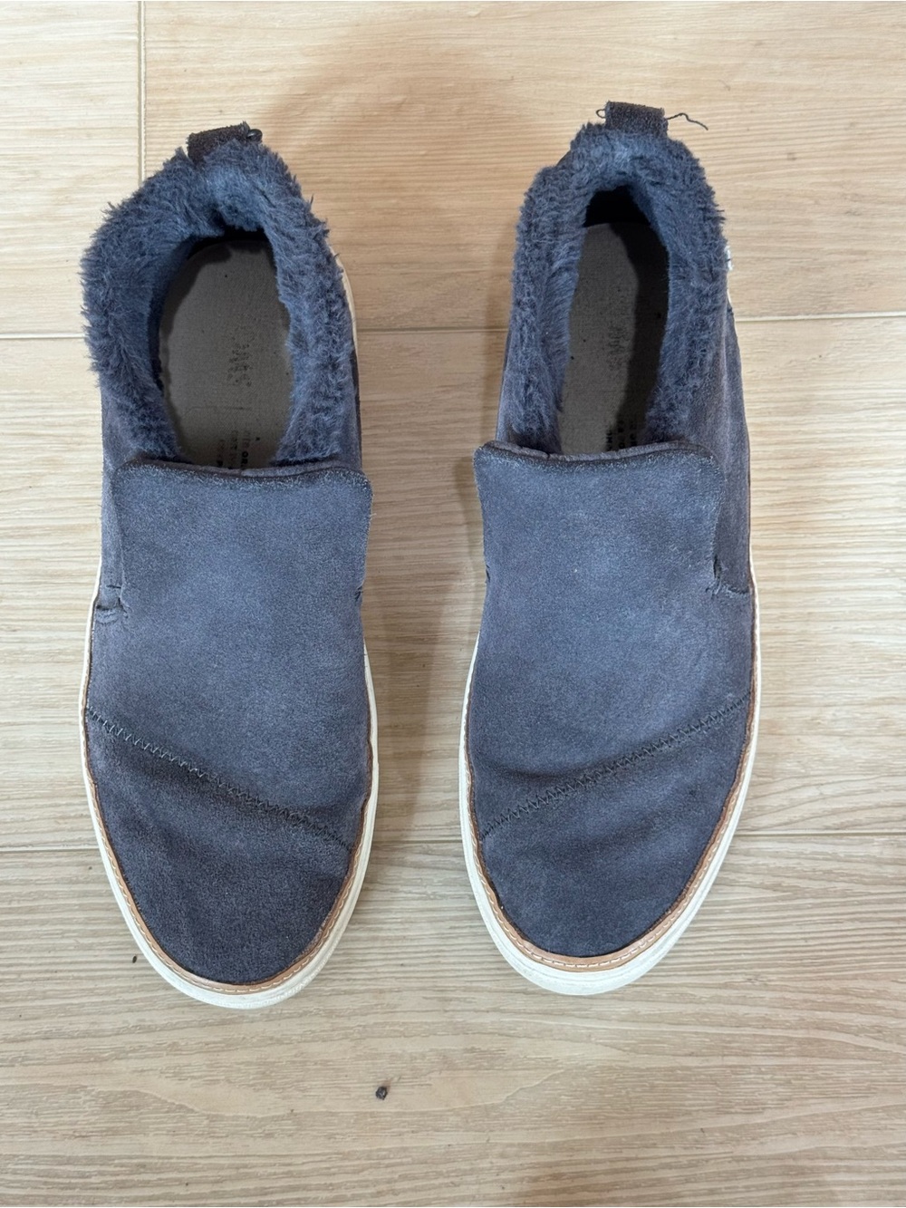 Slip-On Fleece-Lined Casual Shoes - Charcoal